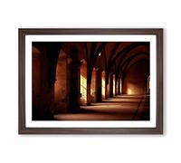 Architecture Church Cloister Framed Print | A2 Walnut Framed Wall Art | Ready to Hang | Modern Religious Picture | Living Room Bedroom Lounge Office