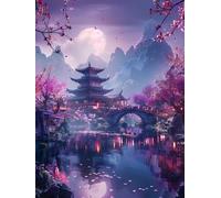 Architecture Diamond Art Kits Adults, 5D Diamond Painting Landscape, DIY Full Drill Cross Stitch Embroidery Crystal Art Kits, Crafts for Adults, Paintings for Room Decor Gifts 40x52 inch W-8719