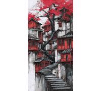 Architecture Diamond Art Kits Adults Tree Diamond Painting Cross Stitch Kits for Adults 24 x 12 Inch, Crystal Art Canvas for Painting, Rhinestones Embroidery Wall Pictures Crafts, Home Decor DZSH2593