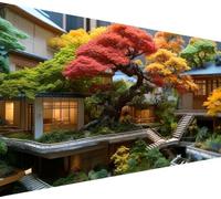 Architecture Diamond Art Kits for Adults Large 80x160cm, 5D Diamond Painting Tree Pattern, DIY Full Drill Crystal Art Paintings Embroidery for Beginner, Gem Arts and Crafts for Room Decor,Model740