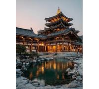 Architecture DIY Paint by Numbers for Adults, Landscape Painting by Numbers for Beginners, Painting Kits with Acrylic Paint Brushes, Adult Crafts Canvas Kits, Wall Art, Spring Decor, 12x16in 2-4405