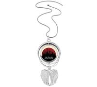 Architecture Landmark Outline Japan Pendant Angel Wings Rotating Necklace Jewelry