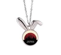 Architecture Landmark Outline Japan Rabbit Necklace Pendant Bunny Animal Jewelry Gift