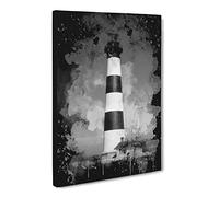 Architecture Lighthouse No.6 Modern Cb Canvas Print | Gallery Wrapped 30mm Frame Wall Art | 24x16 inches | Ready to Hang | Modern Seascape Picture | Living Room Bedroom Lounge Office