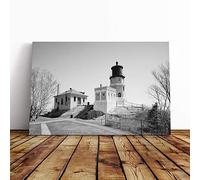 Architecture Lighthouse Split Rock #2, MN Canvas Print | Gallery Wrapped 30mm Frame Wall Art | 30x20 inches | Ready to Hang | Coastal Seascape Picture | Living Room Bedroom Lounge Office