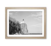 Architecture Lighthouse Split Rock Framed Print | A2 Oak Framed Wall Art | Ready to Hang | Modern Cityscape Picture | Living Room Bedroom Lounge Office