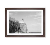 Architecture Lighthouse Split Rock Framed Print | A2 Walnut Framed Wall Art | Ready to Hang | Modern Cityscape Picture | Living Room Bedroom Lounge Office