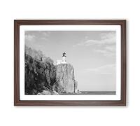 Architecture Lighthouse Split Rock Framed Print | A3 Walnut Framed Wall Art | Ready to Hang | Modern Cityscape Picture | Living Room Bedroom Lounge Office