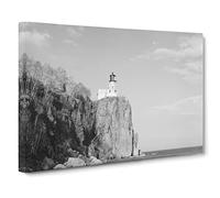 Architecture Lighthouse Split Rock, MN Canvas Print | Gallery Wrapped 30mm Frame Wall Art | 24x16 inches | Ready to Hang | Coastal Seascape Picture | Living Room Bedroom Lounge Office