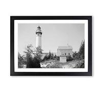 Architecture Lighthouse US Reservation Framed Print | A2 Oak Framed Wall Art | Ready to Hang | Modern Cityscape Picture | Living Room Bedroom Lounge Office