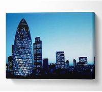 Architecture London The Gherkin Blue Cast Canvas Print Wall Art - Canvas Art Double XL 40 x 56 Inches