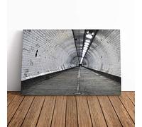 Architecture London Underground Tunnel | Canvas Wall Art Print | Framed & Ready to Hang Picture | Modern Home Decor for Living Room, Bedroom, Kitchen or Office | 30x20 Inches