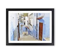 Architecture Morocco Street No.5 Modern Framed Print | A3 Black Framed Wall Art | Ready to Hang | Modern Cityscape Picture | Living Room Bedroom Lounge Office