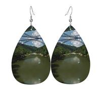 Architecture Mountains Women'S Drop-Shaped Leather Earrings Are Suitable For Parties, Holiday Parties And Gifts.