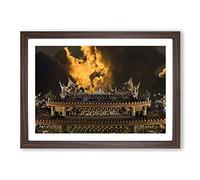 Architecture Oriental (2) Framed Print | A2 Walnut Framed Wall Art | Ready to Hang | Modern Cityscape Picture | Living Room Bedroom Lounge Office