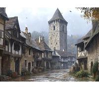 Architecture Paint by Numbers for Adults Beginner with Frame, Landscape Painting by Numbers for Children, DIY Acrylic Oil Painting Number Kits Art Crafts, for Room Wall Decor Gifts 70x100 cm Q-9899