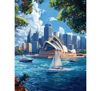 Architecture Paint by Numbers for Adults Boat Paint by Numbers Kits with Frame Diy Digital Painting Includes Brushes & Paints, Perfect Gifts for Kids & Adults, Home Wall Bedroom Decor 24x32in F-380