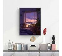 Architecture Paint by Numbers for Adults, House Painting by Number Kits On Canvas, Adults Beginners DIY Acrylic Oil Craft Art Painting Kits with Brushes for Home Wall Decor 36x48 Inch PjY3824 0-5