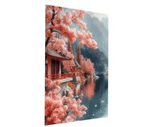 Architecture Paint by Numbers for Adults, Lake Painting by Numbers for Adults, DIY Canvas Wall Art Oil Painting Kit for Kids with Acrylic Paint Brush Set, Room Decor Gifts 32 x 24Inches Model-04479