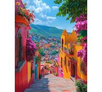 Architecture Paint by Numbers for Adults Landscape Paint by Numbers Kits on Canvas with 3 Brush and Acrylic Paints, 5D DIY Color Painting Kits for Adults with Frame for Home Wall Decor 12x16in F-381