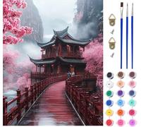 Architecture Paint by Numbers for Adults on Canvas, Paint by Numbers Kits Landscape, DIY Crafts for Adults Oil Painting Art Kits with Acrylic Oil Painting and Brushes, Room Decor Gifts 20x26in L-7211