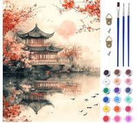 Architecture Paint by Numbers for Adults on Canvas, Painting by Numbers for Adults Tree, DIY Crafts for Adults Oil Painting Art Kits, Hobbies for Adults Women, Room Decor Gifts 40x52in U-5169