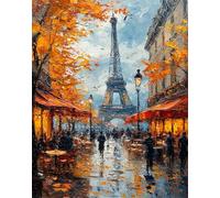 Architecture Paint by Numbers for Adults Tree Paint by Numbers Kits on Canvas with 3 Brush and Acrylic Paints, 5D DIY Color Painting Craft Kits for Adults with Frame for Home Wall Decor 12x16in F-383