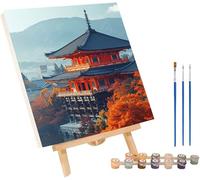 Architecture Paint by Numbers for Adults with Frame, Landscape Paint by Numbers, DIY Color Acrylic Pigment Drawing Crafts with Paints and Brushes, Hobbies for Adults Women, Room Decor 28x38in P-7174