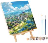 Architecture Paint by Numbers for Adults with Frame, Landscape Paint by Numbers, DIY Color Acrylic Pigment Drawing Crafts with Paints and Brushes, Hobbies for Adults Women, Room Decor 40x52in 3-1985