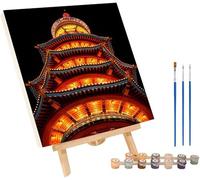 Architecture Paint by Numbers for Adults with Frame, Landscape Paint by Numbers Kits, DIY Color Acrylic Pigment Drawing Crafts with Paints and Brushes, Room Decor, Gifts for Women 40x54in 7-4850