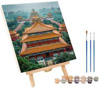 Architecture Paint by Numbers for Adults with Frame, Landscape Paint by Numbers Kits, DIY Color Acrylic Pigment Drawing Crafts with Paints and Brushes, Room Decor, Gifts for Women 40x52in 0-3826