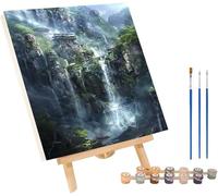 Architecture Paint by Numbers for Adults with Frame, Mountain Paint by Numbers, DIY Color Acrylic Pigment Drawing Crafts with Paints and Brushes, Hobbies for Adults Women, Room Decor 20x26in T-1180