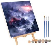 Architecture Paint by Numbers for Adults with Frame, Mountain Paint by Numbers Kits, DIY Color Acrylic Pigment Drawing Crafts with Paints and Brushes, Room Decor, Gifts for Women 16x20in 2-2482