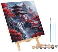 Architecture Paint by Numbers for Adults with Frame, Mountain Paint by Numbers Kits, DIY Color Acrylic Pigment Drawing Crafts with Paints and Brushes, Room Decor, Gifts for Women 12x16in 7-7306