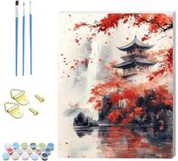 Architecture Paint by Numbers for Adults with Frame, Paint by Numbers on Canvas Landscape, DIY Oil Painting Arts and Crafts Kit with Brushes, Hobbies for Adults Women, Room Decor Gifts 20x30cm N-1751