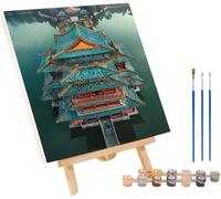 Architecture Paint by Numbers for Adults with Frame, River Paint by Numbers Kits, DIY Color Acrylic Pigment Drawing Crafts with Paints and Brushes, Hobbies for Adults Women, Room Decor 40x52in Q-8397