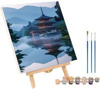 Architecture Paint by Numbers for Adults with Frame, River Paint by Numbers Kits, DIY Color Acrylic Pigment Drawing Crafts with Paints and Brushes, Hobbies for Adults Women, Room Decor 12x16in X-1232