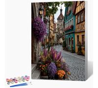 Architecture Paint by Numbers for Adults with Frame, Street Paint by Numbers Kits for Beginners, Easy Painting Kits for Adults with Brushes and Acrylic, Room Decor, Home Decor, Gifts, 20x28in H-7289