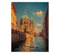 Architecture Paint by Numbers Kit for Adults Church Craft Kits with Brushe Acrylic Paint Set Canvas for Painting 16x22 Inch, Canvas Wall Art Supplies Fall Decor, Gifts for Women Room Decor JLYH-6294