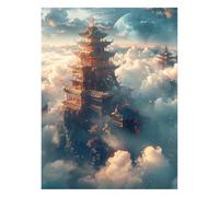 Architecture Paint by Numbers Kit for Adults Moon Craft Kits with Brushe Acrylic Paint Set Canvas for Painting 20x28 In, Canvas Wall Art Supplies for Fall Decor, Gifts for Women Room Decor JLYH-1318