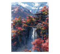 Architecture Paint by Numbers Kit for Adults Mountain Acrylic Paint by Numbers 12 x 8 In, Canvas Painting Craft Kits for Wall Decor, Canvas Wall Art Painting for Home Decor Gifts for Women JLYH-1095