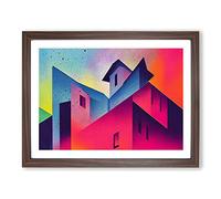 Architecture Paint Splatter H1022 Framed Print for Living Room Bedroom Home Office Décor, Wall Art Picture Ready to Hang, Walnut A4 Frame (34 x 25 cm)