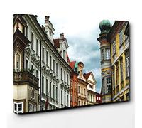 Architecture Prague Landscape Czech Republic (2) Canvas Print | Gallery Wrapped 30mm Frame Wall Art | 30x20 inches | Ready to Hang | Modern Landscape Picture | Living Room Bedroom Lounge Office