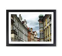 Architecture Prague Landscape Czech Republic (2) Framed Print | A2 Oak Framed Wall Art | Ready to Hang | Modern Cityscape Picture | Living Room Bedroom Lounge Office