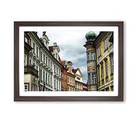 Architecture Prague Landscape Czech Republic (2) Framed Print | A2 Walnut Framed Wall Art | Ready to Hang | Modern Cityscape Picture | Living Room Bedroom Lounge Office