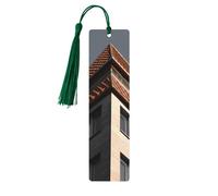 Architecture roof Bookmarks, Wood Bookmark for Women Men Handmade Book Mark for Book Lovers, Wood Tags Reading Page Markers Rectangle Shape Ornaments with Tassels