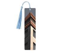 Architecture roof Bookmarks, Wood Bookmark for Women Men Handmade Book Mark for Book Lovers, Wood Tags Reading Page Markers Rectangle Shape Ornaments with Tassels