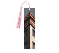 Architecture roof Bookmarks, Wood Bookmark for Women Men Handmade Book Mark for Book Lovers, Wood Tags Reading Page Markers Rectangle Shape Ornaments with Tassels
