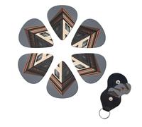 architecture roof Guitar Picks 6 Pack, 0.71mm Thickness Celluloid Bass Pick with Leather Guitar Pick Holder Keychain Abstract Art Pics Plectrum for Acoustic Electric Guitar, Ukulele, Bass