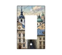 Architecture Single Rocker Light Switch Cover, Historic Artistic Sky Buildings None Blue Plastic Standard Size Switch Plate Decorative for Living Room Bedroom Home Office Decor